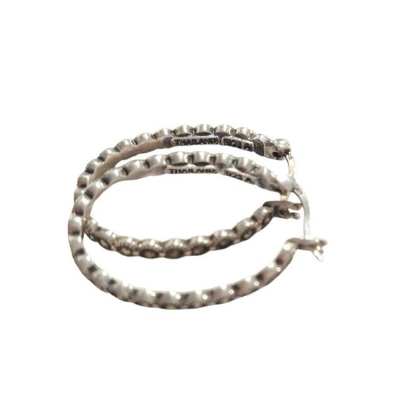 925 Sterling Silver Hoop Huggie Earrings Round Marcasites Signed A Jewelry Lot - Picture 8 of 14